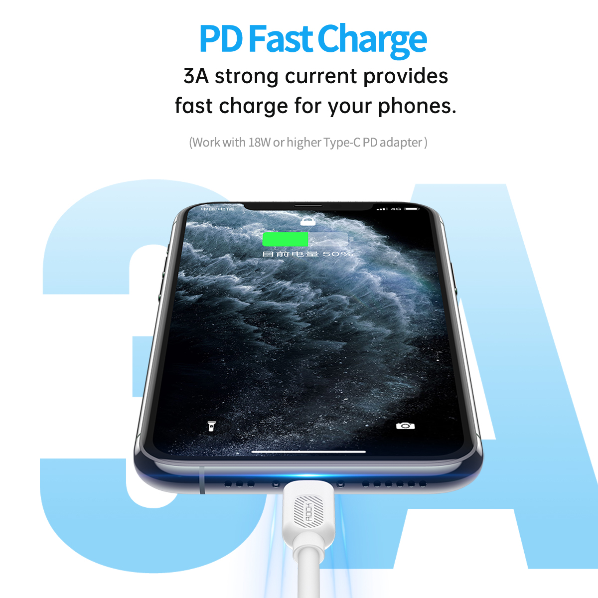 REGO Communication Sdn Bhd - Rock Space | ROCK Z16 PD Fast Charge MFi Lightning Cable (2 meter)