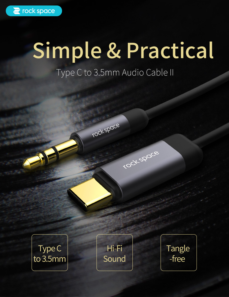 rock space Type C to 3.5mm Audio Cable II
