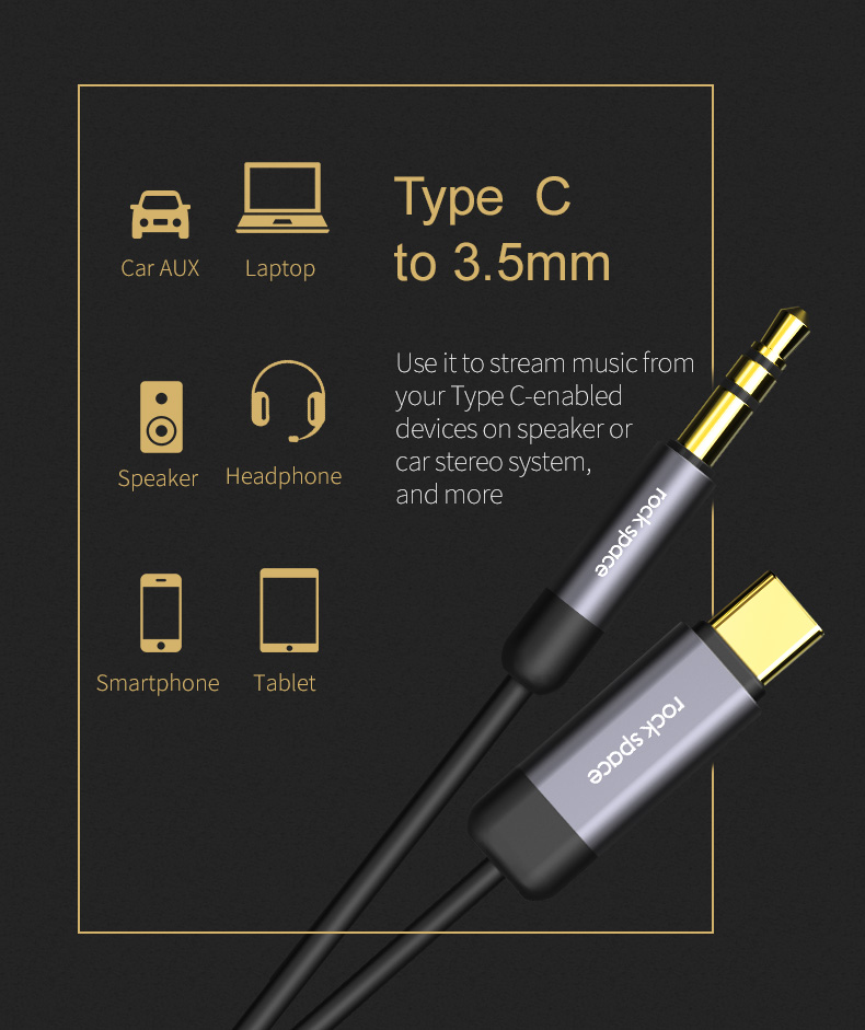 REGO Communication Sdn Bhd - Rock Space | rock space Type C to 3.5mm Audio Cable II