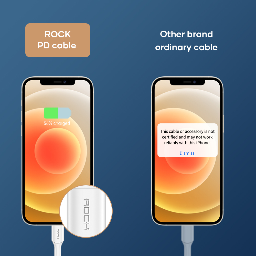 REGO Communication Sdn Bhd - Rock Space | ROCK Z18 PD 20W Type-C To Lightning Apple Cable