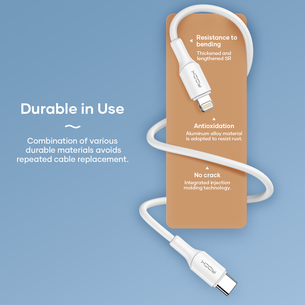 REGO Communication Sdn Bhd - Rock Space | ROCK Z18 PD 20W Type-C To Lightning Apple Cable