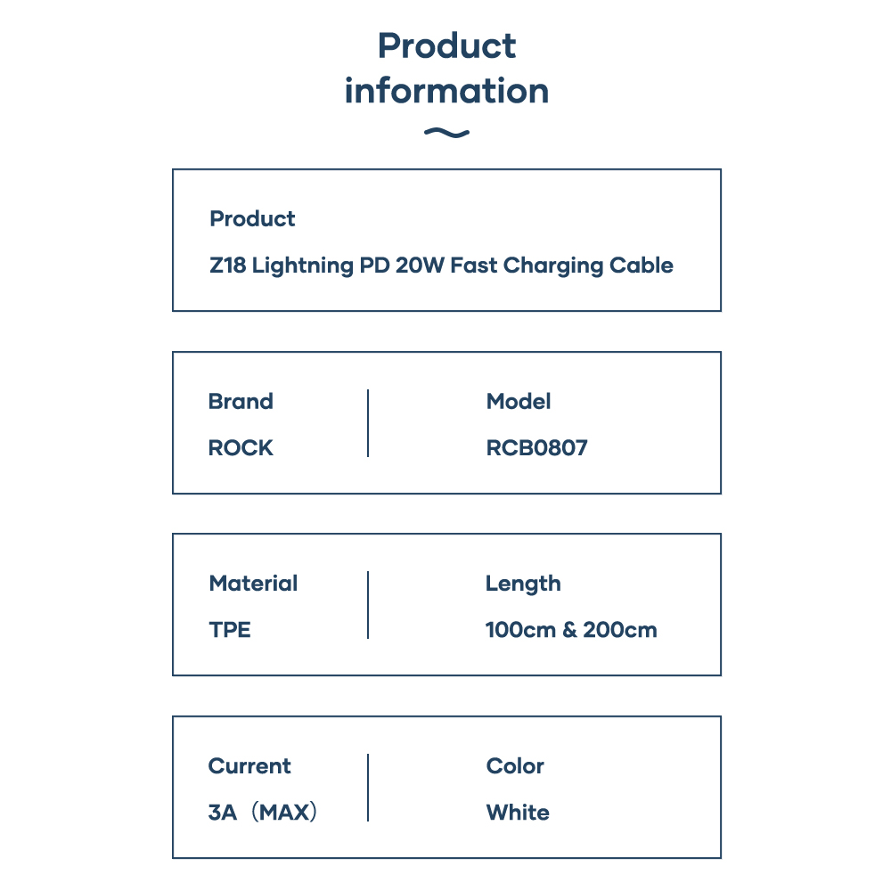 REGO Communication Sdn Bhd - Rock Space | ROCK Z18 PD 20W Type-C To Lightning Apple Cable