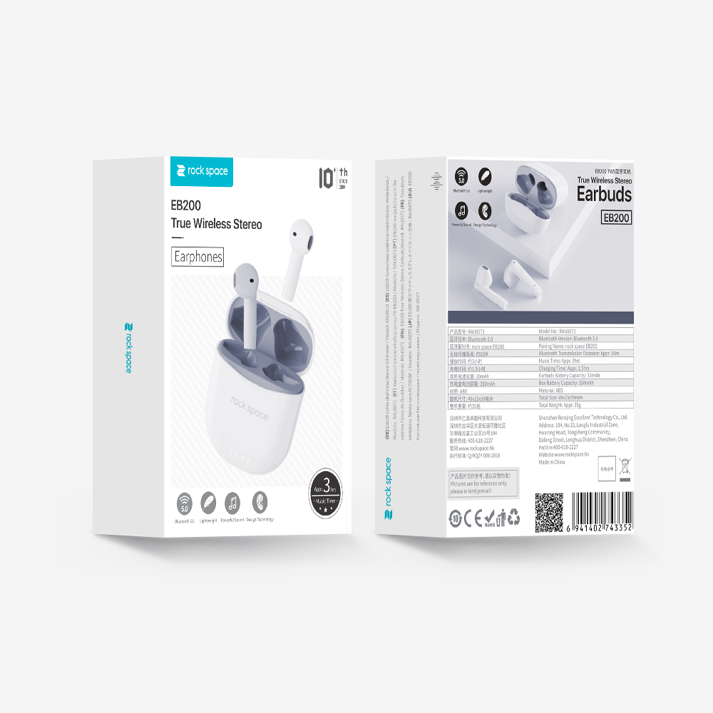 REGO Communication Sdn Bhd - Rock Space | rock space EB200 TWS Wireless Earbuds