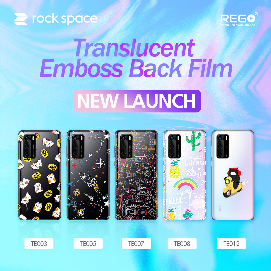 rock space Translucent Emboss Back Film Support All Models | Flat & Curved Screen