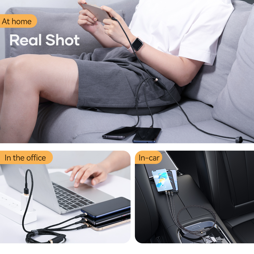 REGO Communication Sdn Bhd - Rock Space | ROCK G18 Flash Charge 66W 3in1 Lightning/Type-C/Micro Cable (1.2M)