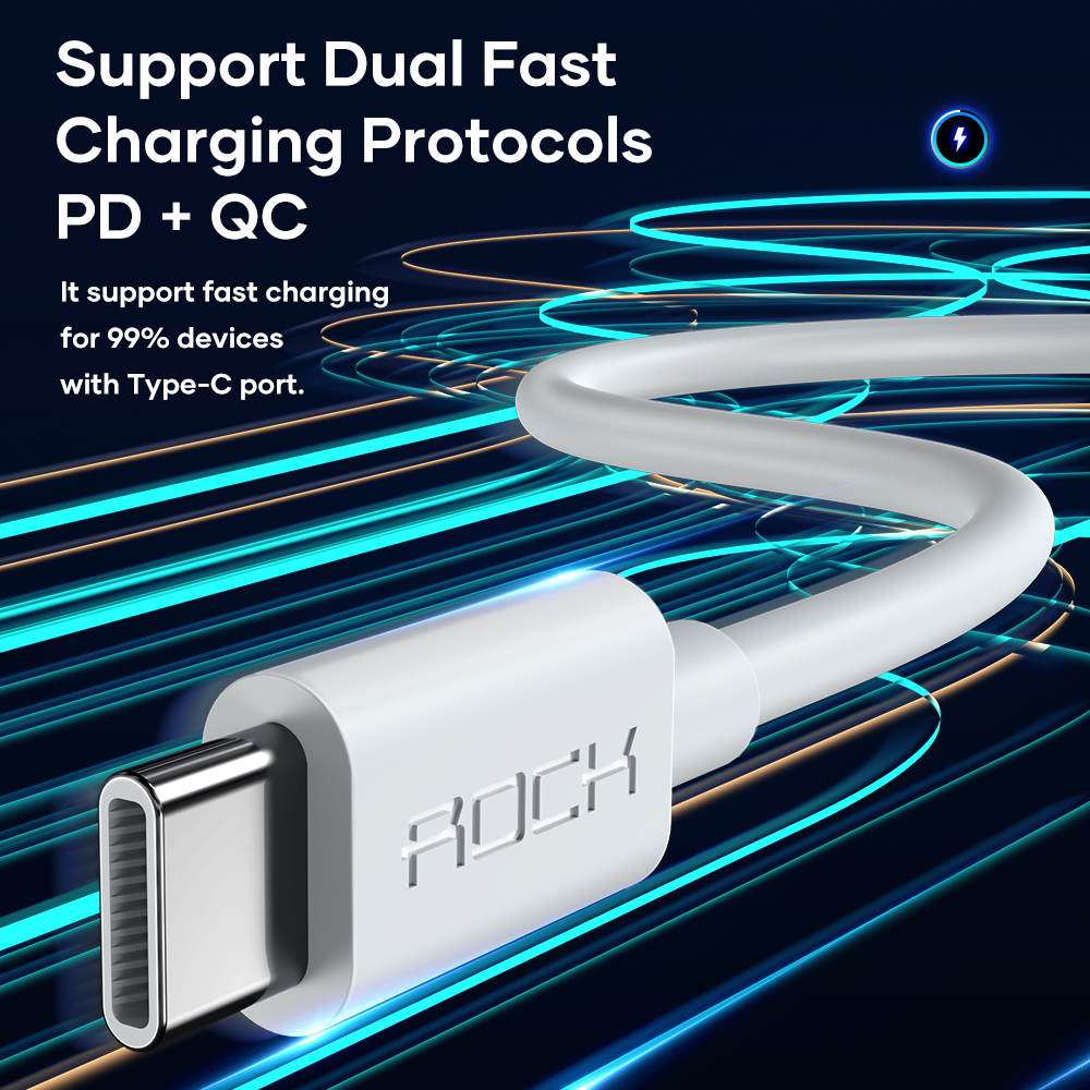 REGO Communication Sdn Bhd - Rock Space | ROCK Z6 Type C to C 3A PD Fast Charging Cable 2 Meter