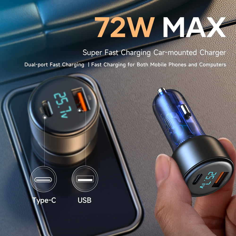 REGO Communication Sdn Bhd - Rock Space | ROCK H16 Dual Port PD 72W Fast Car Charger