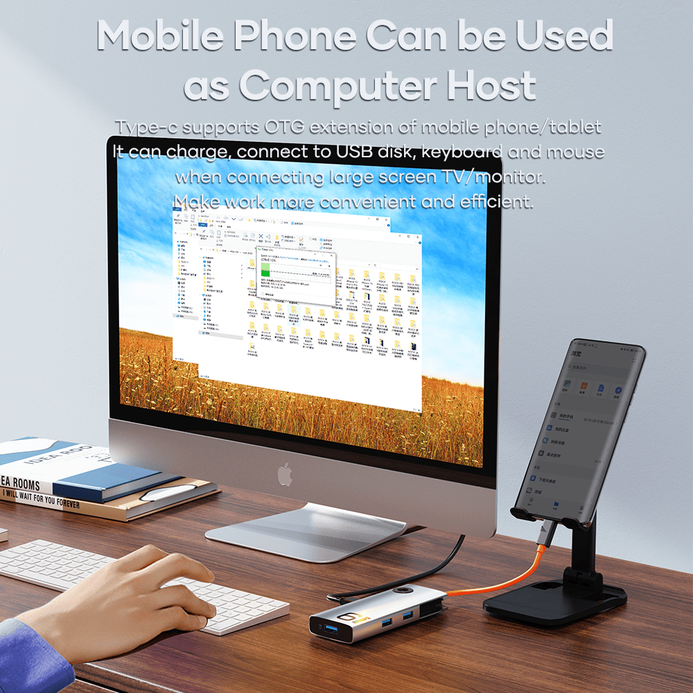 REGO Communication Sdn Bhd - Rock Space | ROCK TR28 6in1 Type-C to HDMI RJ45+USB 3.0×3 Docking Station
