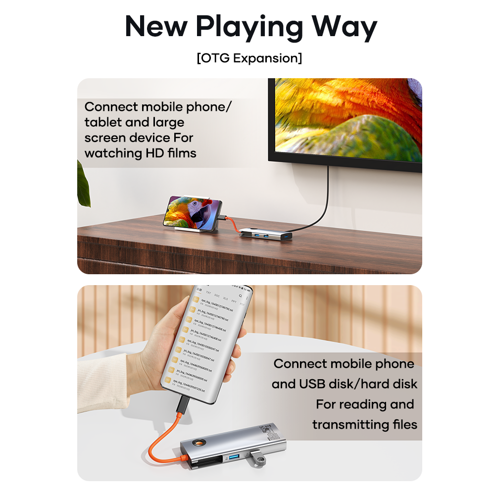 REGO Communication Sdn Bhd - Rock Space | ROCK TR28 6in1 Type-C to HDMI RJ45+USB 3.0×3 Docking Station