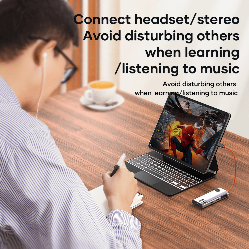 REGO Communication Sdn Bhd - Rock Space | ROCK TR28 6in1 Type-C to HDMI RJ45+USB 3.0×3 Docking Station