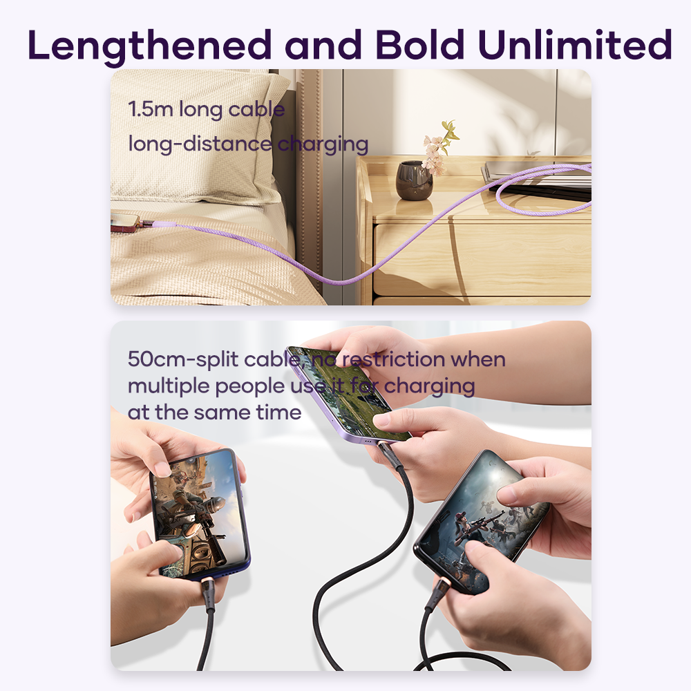 REGO Communication Sdn Bhd - Rock Space | ROCK G20 3in1 Transparent 100W Fast Charge Cable