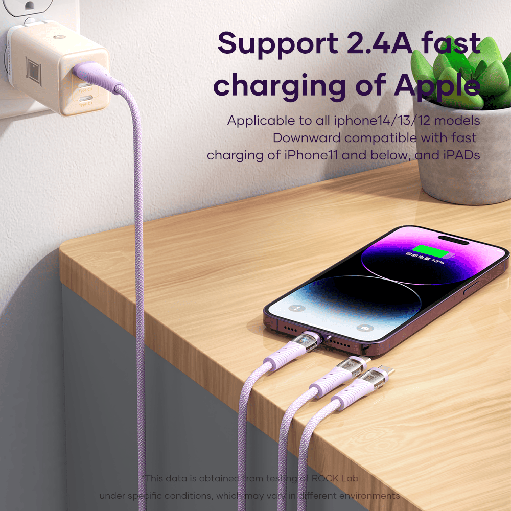 REGO Communication Sdn Bhd - Rock Space | ROCK G20 3in1 Transparent 100W Fast Charge Cable