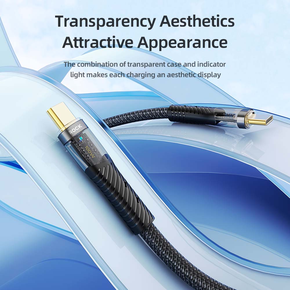 REGO Communication Sdn Bhd - Rock Space | ROCK Z21 PD Transparent Fast Charge Type C To C Cable (100W)