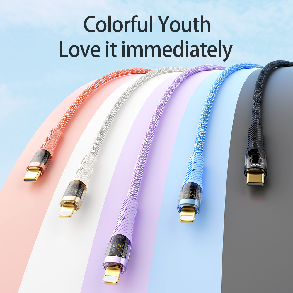 REGO Communication Sdn Bhd - Rock Space | ROCK Z21 PD Transparent Type C To iPhone Cable (33W)