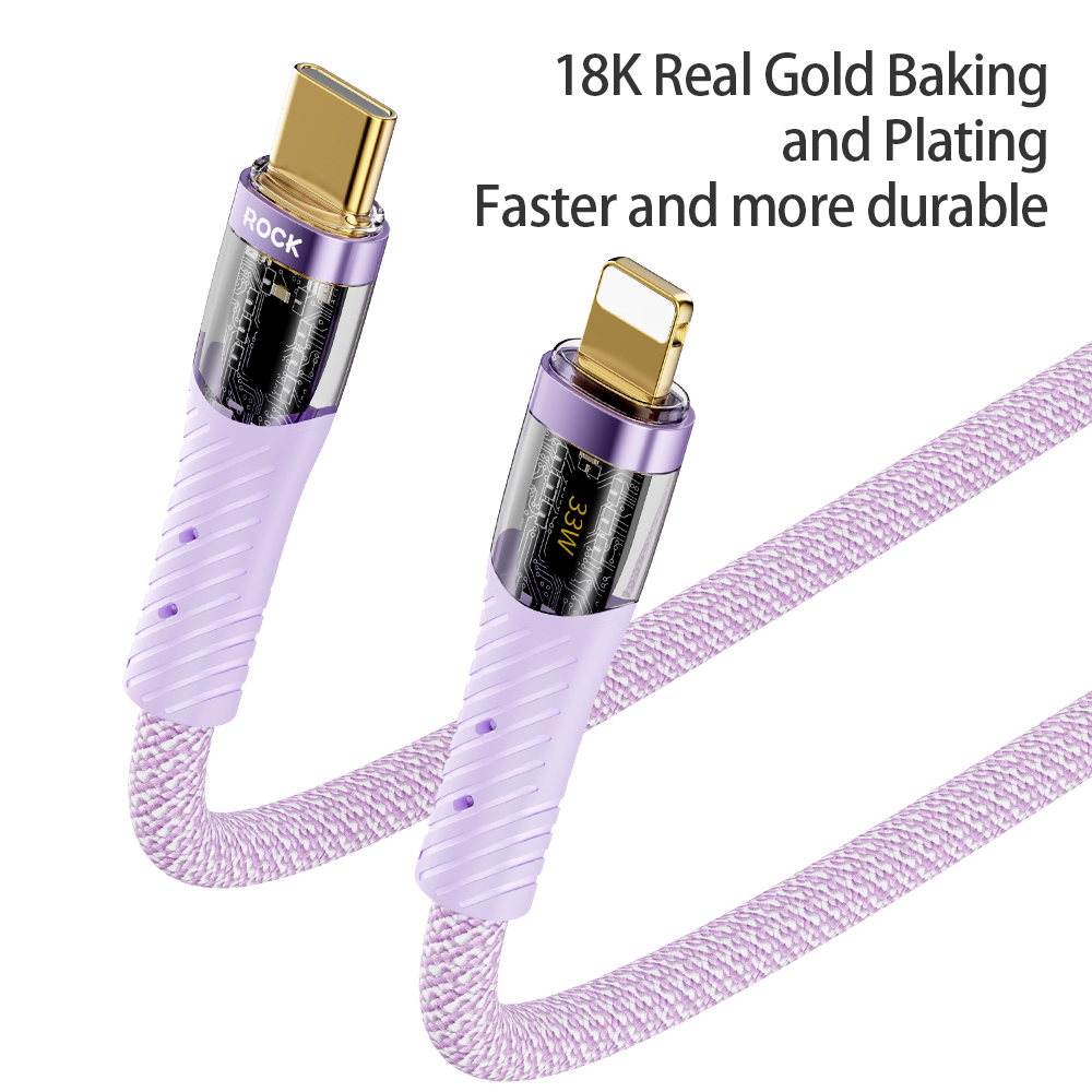 REGO Communication Sdn Bhd - Rock Space | ROCK Z21 PD Transparent Type C To iPhone Cable (33W)