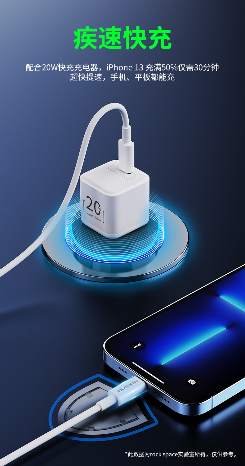 REGO Communication Sdn Bhd - Rock Space | Rock Space MFi Type C to Lightning Cable (1.2m)