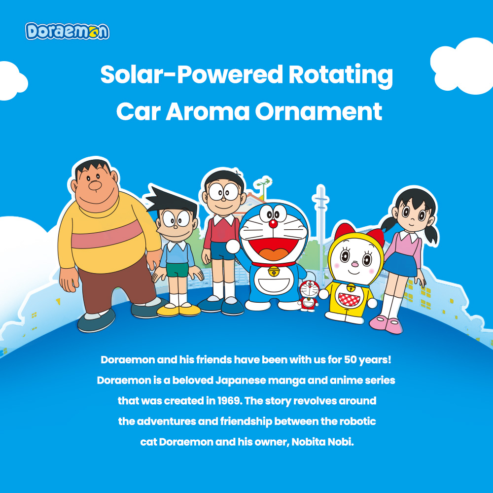 REGO Communication Sdn Bhd - Rock Space | ROCK Doraemon Solar-Powered Rotating Car Aroma Ornament