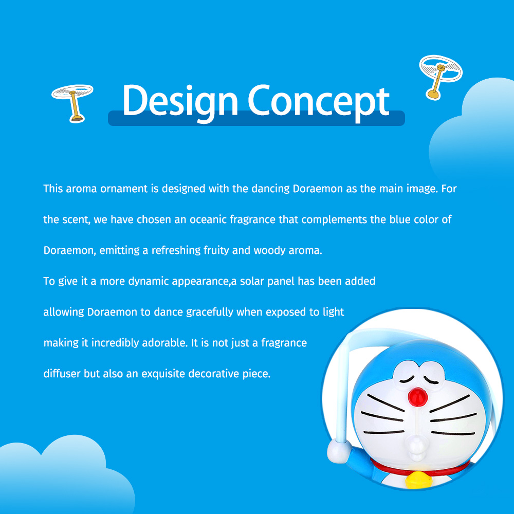 REGO Communication Sdn Bhd - Rock Space | ROCK Doraemon Solar-Powered Rotating Car Aroma Ornament