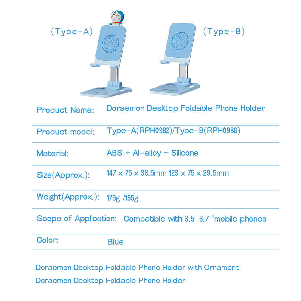 REGO Communication Sdn Bhd - Rock Space | ROCK Doraemon Desktop Foldable Phone Holder (Blue)