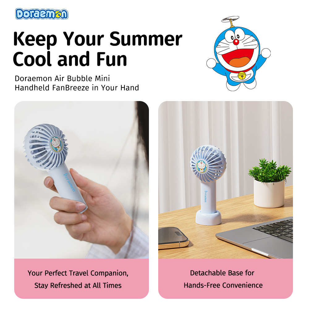 REGO Communication Sdn Bhd - Rock Space | ROCK Doraemon Air Bubble mini Handheld Fan