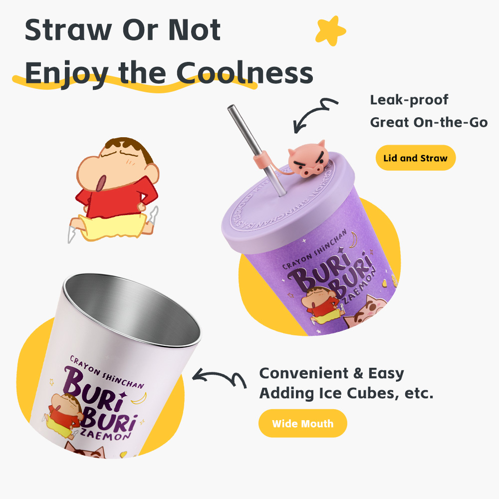 REGO Communication Sdn Bhd - Rock Space | ROCK Crayon ShinChan Color Charging Iced Cup (With Lid and Straw)