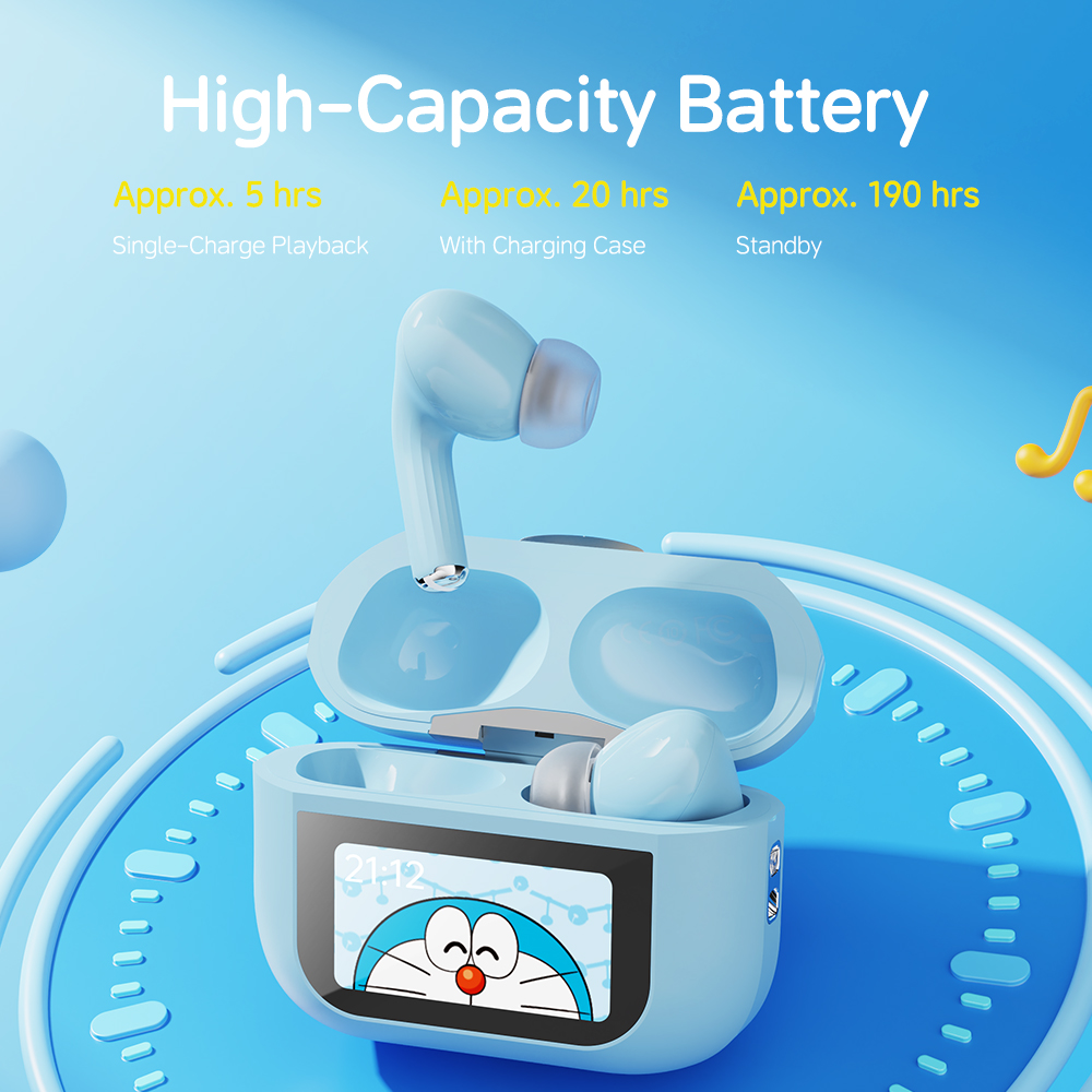 REGO Communication Sdn Bhd - Rock Space | ROCK Doraemon A5 Pro Smart Touch Screen ANC TWS Bluetooth Earphones