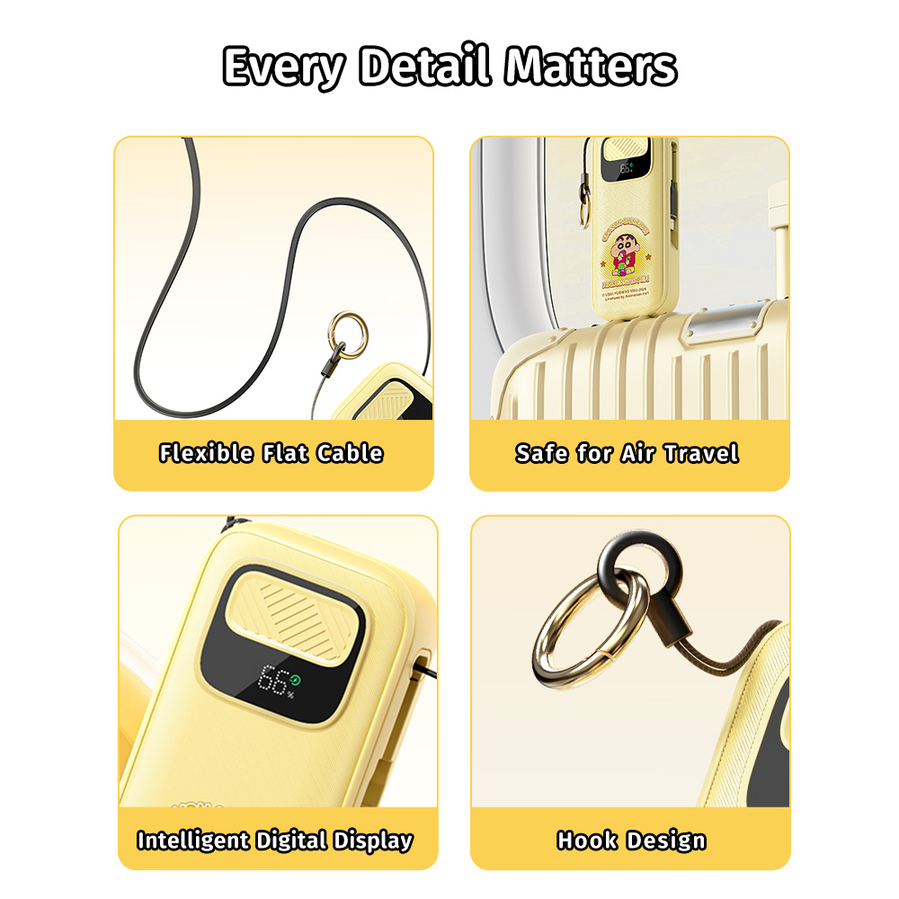 REGO Communication Sdn Bhd - Rock Space | ROCK Crayon ShinChan P56 PD Fast Charge Power Bank with Type C Retractable Cable (10000mAh)