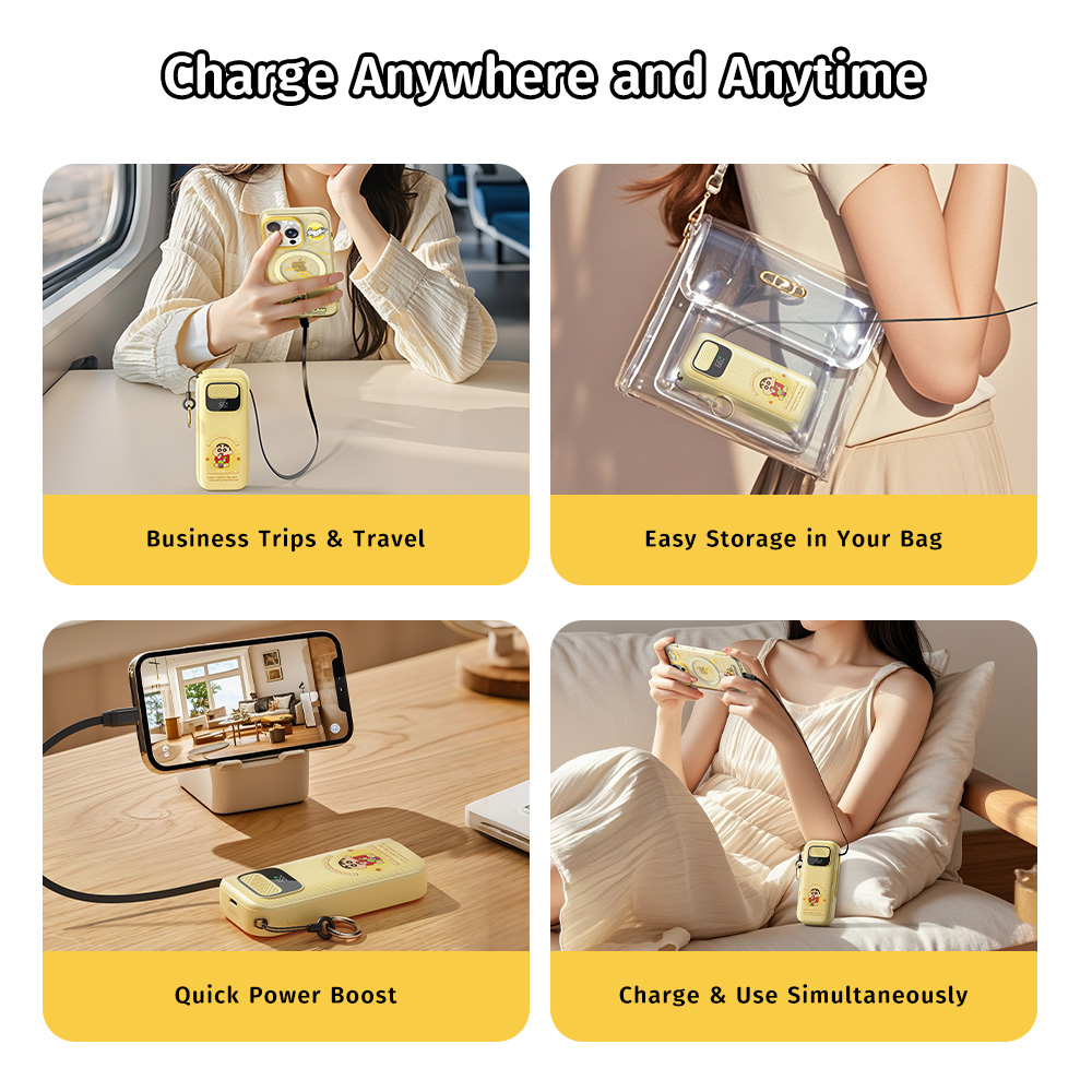 REGO Communication Sdn Bhd - Rock Space | ROCK Crayon ShinChan P56 PD Fast Charge Power Bank with Type C Retractable Cable (10000mAh)