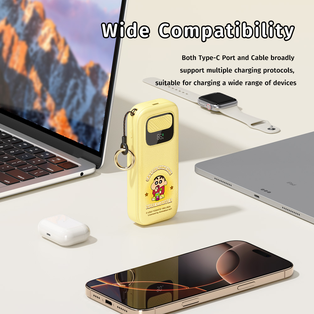 REGO Communication Sdn Bhd - Rock Space | ROCK Crayon ShinChan P56 PD Fast Charge Power Bank with Type C Retractable Cable (10000mAh)