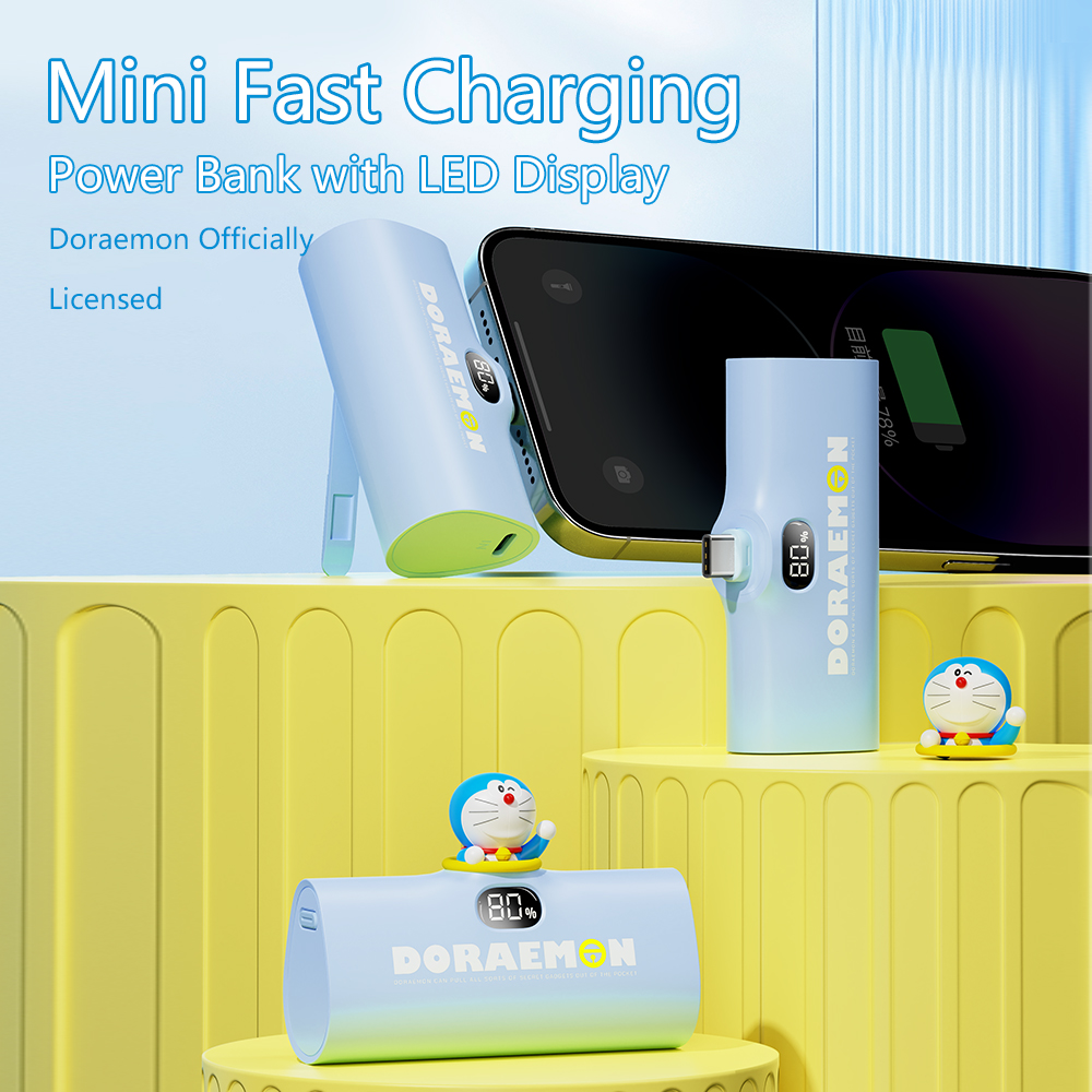ROCK Doraemon Memory Bread Fast Charging 4800mAh Power Bank with LED Display