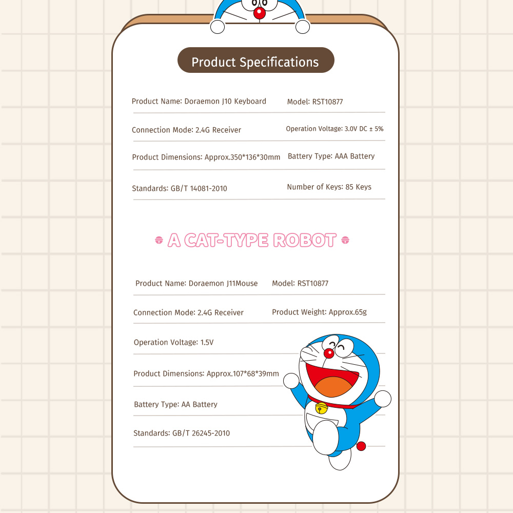 REGO Communication Sdn Bhd - Rock Space | ROCK Doraemon J10 Keyboard and Mouse Kit