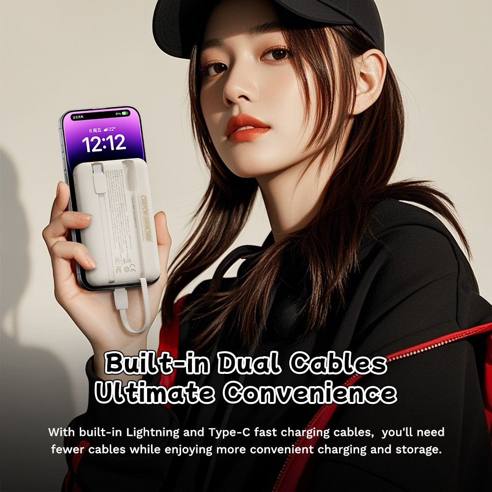 REGO Communication Sdn Bhd - Rock Space | ROCK Crayon ShinChan P95 10000mAh PD 22.5W Fast Charging Power Bank with Built-in Cables