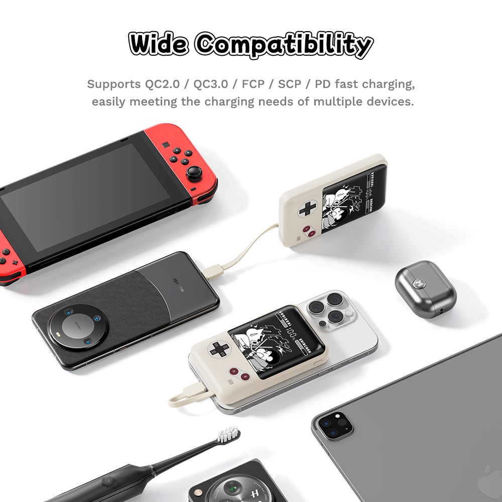 REGO Communication Sdn Bhd - Rock Space | ROCK Crayon ShinChan P95 10000mAh PD 22.5W Fast Charging Power Bank with Built-in Cables