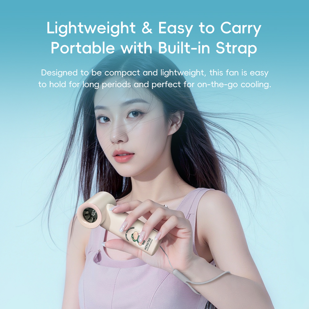 REGO Communication Sdn Bhd - Rock Space | ROCK Crayon ShinChan Mini Handheld High-Speed Air Duct Turbo Fan with Digital Display