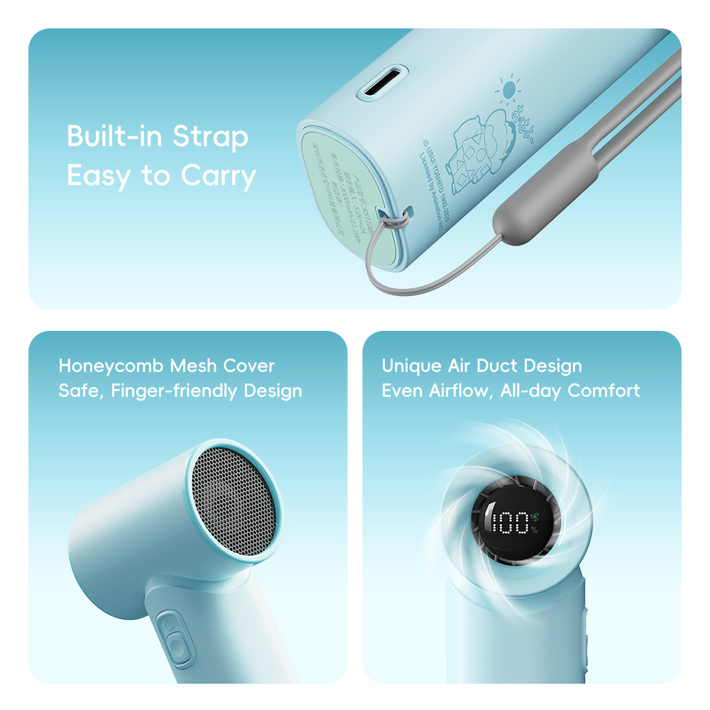 REGO Communication Sdn Bhd - Rock Space | ROCK Crayon ShinChan Mini Handheld High-Speed Air Duct Turbo Fan with Digital Display