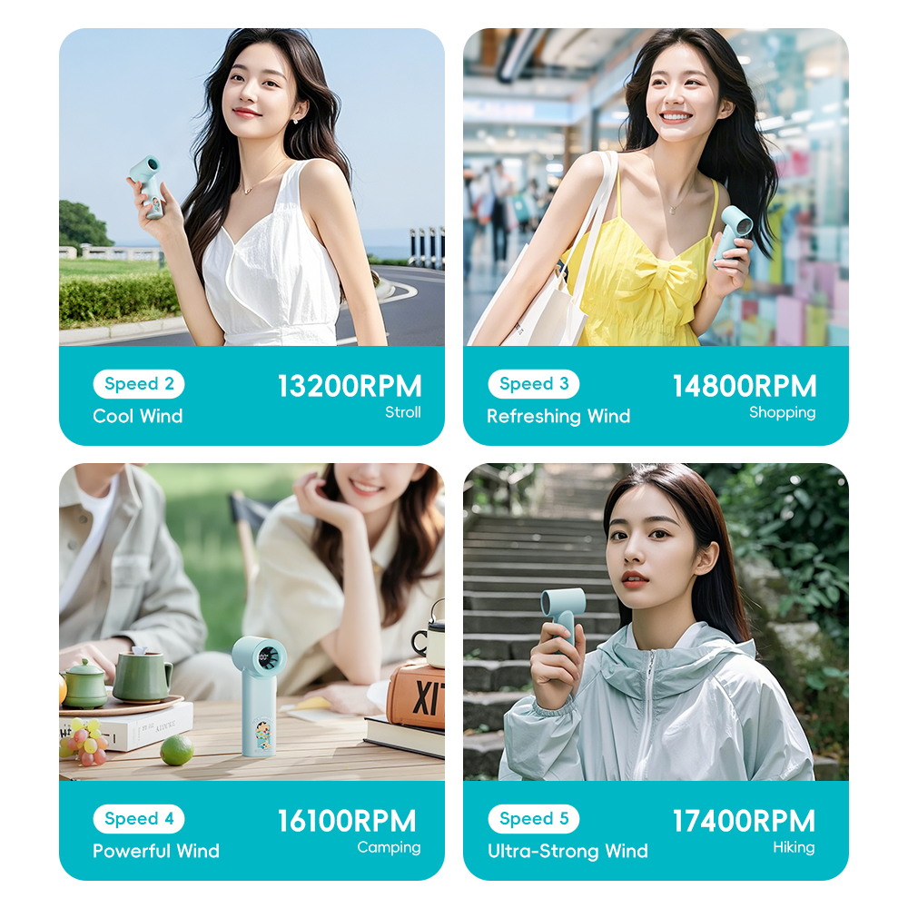 REGO Communication Sdn Bhd - Rock Space | ROCK Crayon ShinChan Mini Handheld High-Speed Air Duct Turbo Fan with Digital Display