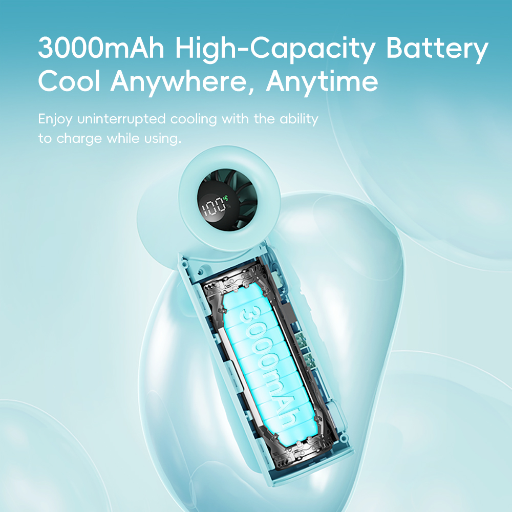 REGO Communication Sdn Bhd - Rock Space | ROCK Crayon ShinChan Mini Handheld High-Speed Air Duct Turbo Fan with Digital Display