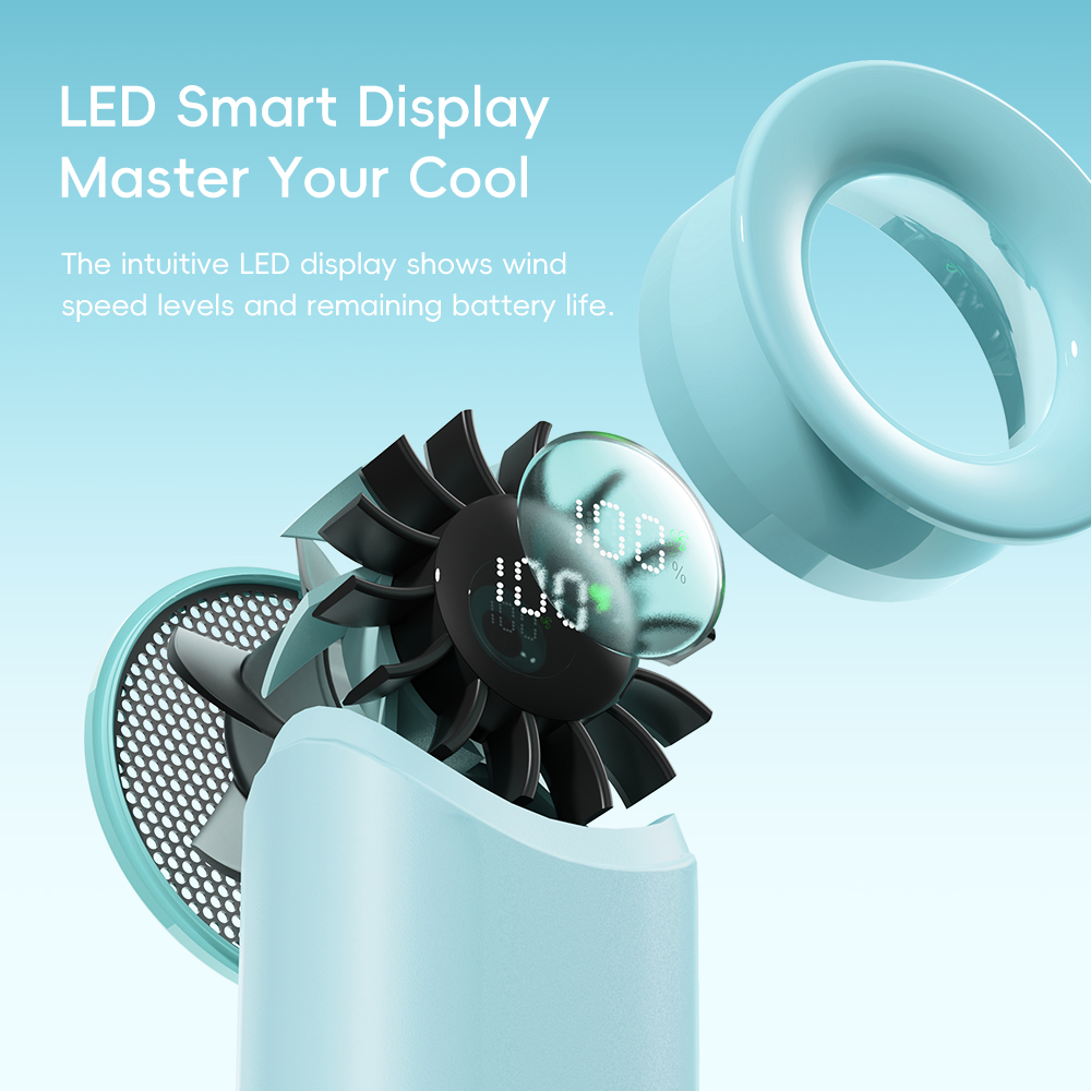 REGO Communication Sdn Bhd - Rock Space | ROCK Crayon ShinChan Mini Handheld High-Speed Air Duct Turbo Fan with Digital Display