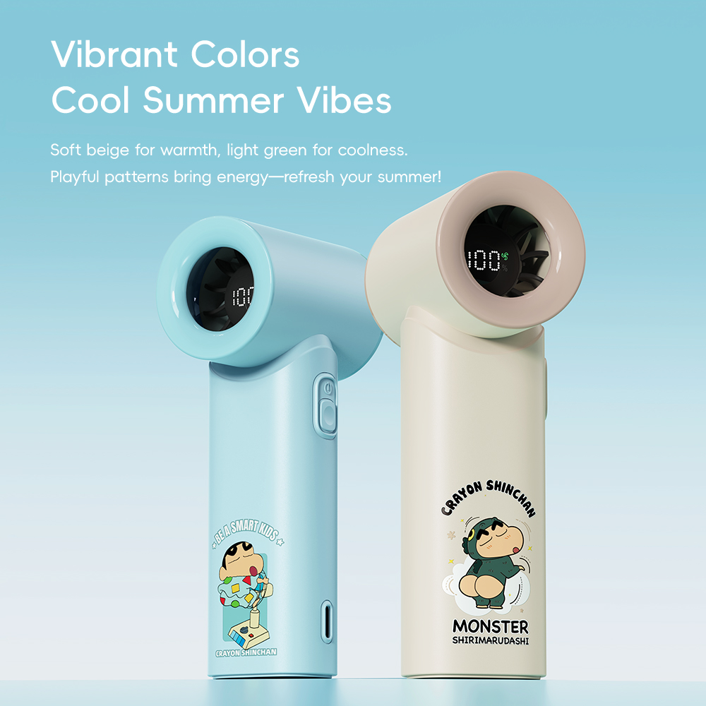 REGO Communication Sdn Bhd - Rock Space | ROCK Crayon ShinChan Mini Handheld High-Speed Air Duct Turbo Fan with Digital Display