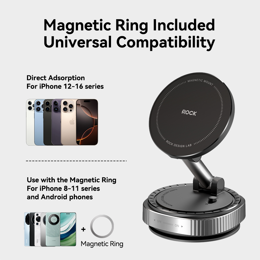 REGO Communication Sdn Bhd - Rock Space | ROCK QS6 Vacuum Suction Cup Magnetic Phone Holder