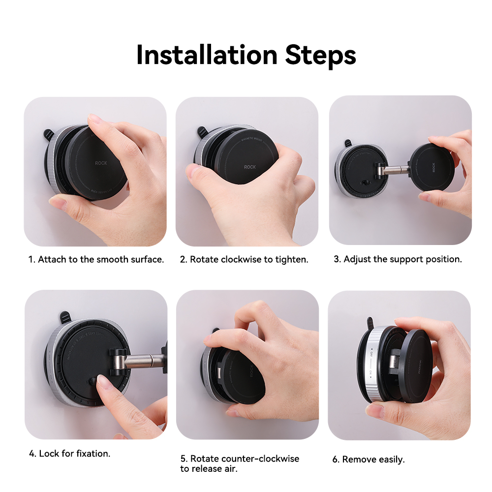 REGO Communication Sdn Bhd - Rock Space | ROCK QS6 Vacuum Suction Cup Magnetic Phone Holder