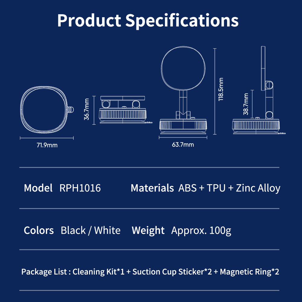 REGO Communication Sdn Bhd - Rock Space | ROCK QS6 Vacuum Suction Cup Magnetic Phone Holder