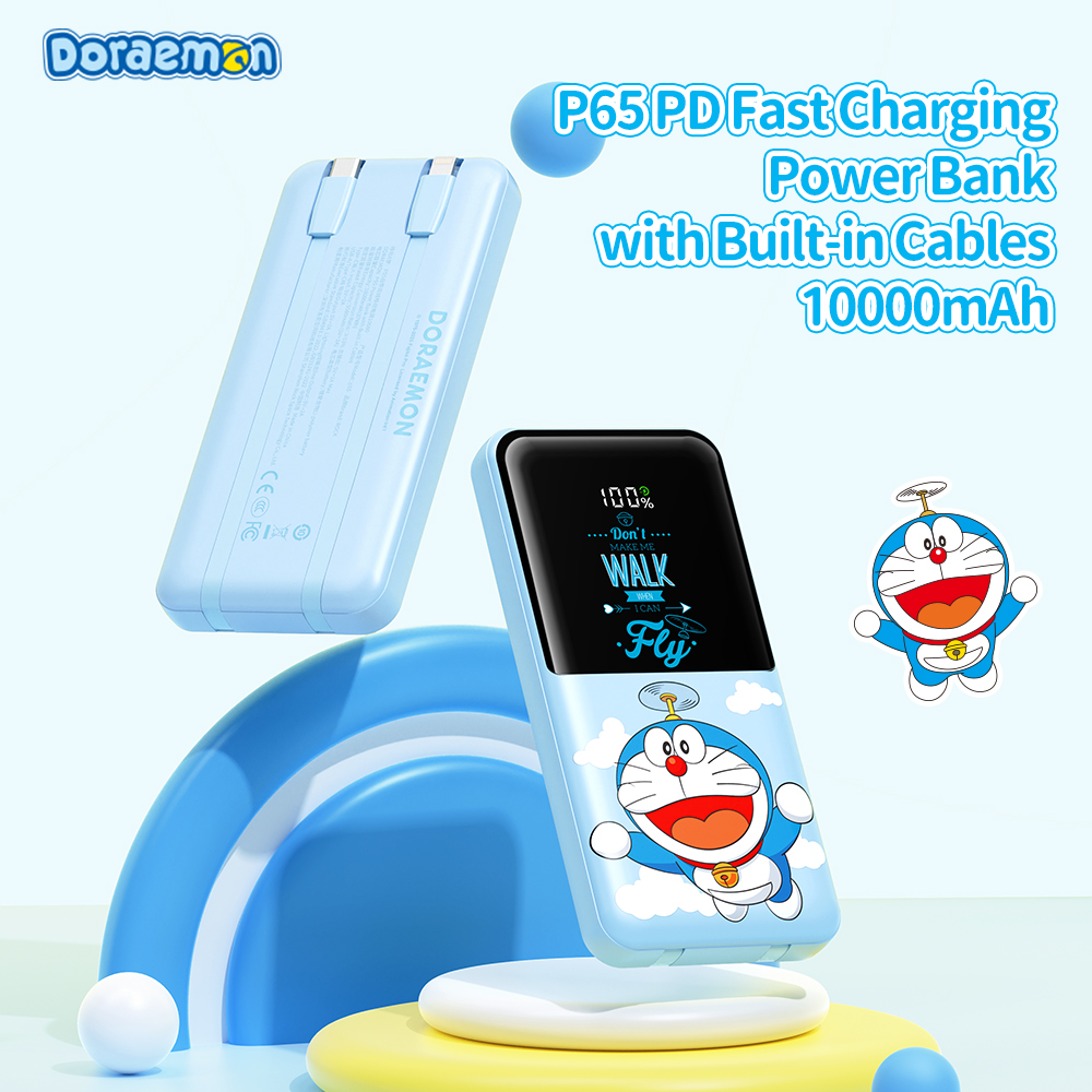 REGO Communication Sdn Bhd - Rock Space | ROCK Doraemon P65 PD Fast Charging Power Bank with Built-in Cables