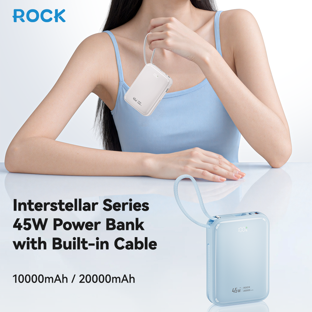 REGO Communication Sdn Bhd - Rock Space | ROCK C03 Interstellar 45W Power Bank with Built-in Cable (20000mAh)
