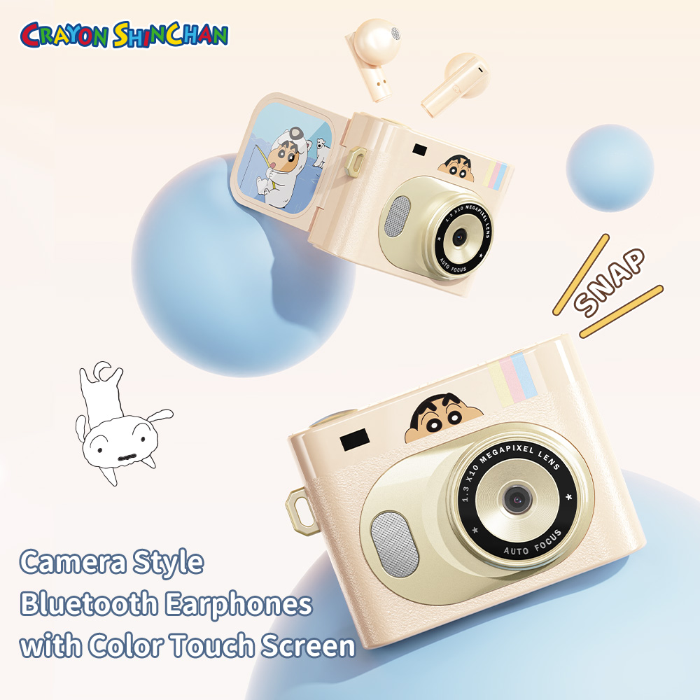 REGO Communication Sdn Bhd - Rock Space | ROCK Crayon Shinchan Camera Style Bluetooth Earphones with Color Touch Screen