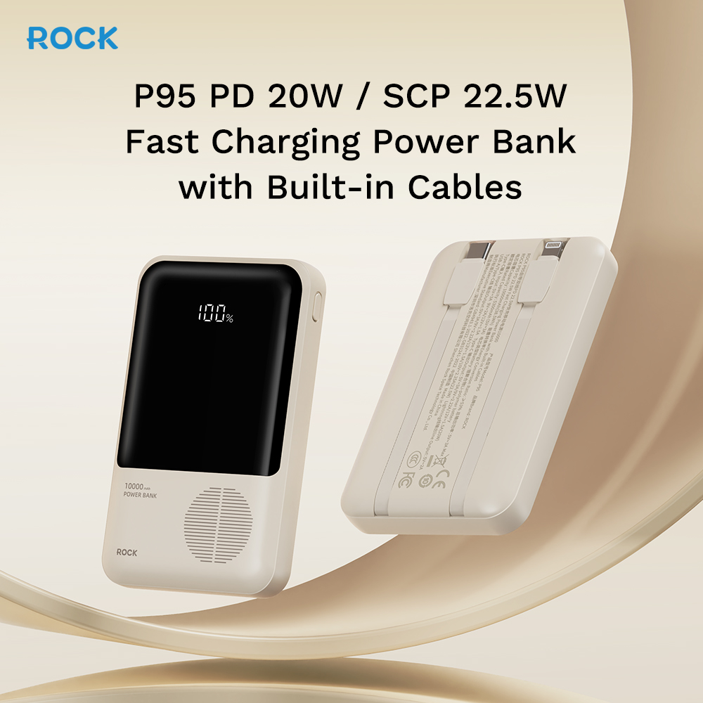 REGO Communication Sdn Bhd - Rock Space | ROCK P99 PD 22.5W Power Bank with Cables (20000mAh)