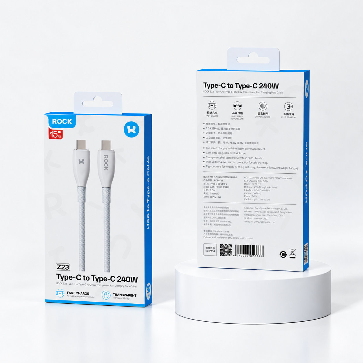 REGO Communication Sdn Bhd - Rock Space | ROCK Z23 Type-C to C PD 240W Fast Charging Cable