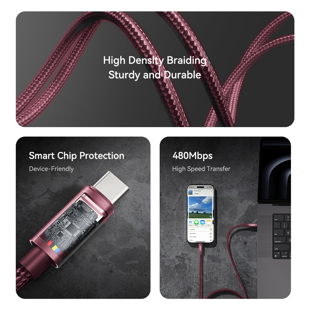 REGO Communication Sdn Bhd - Rock Space | ROCK Z28 Type-C to C PD 60W Metal Braided Fast Charging Cable